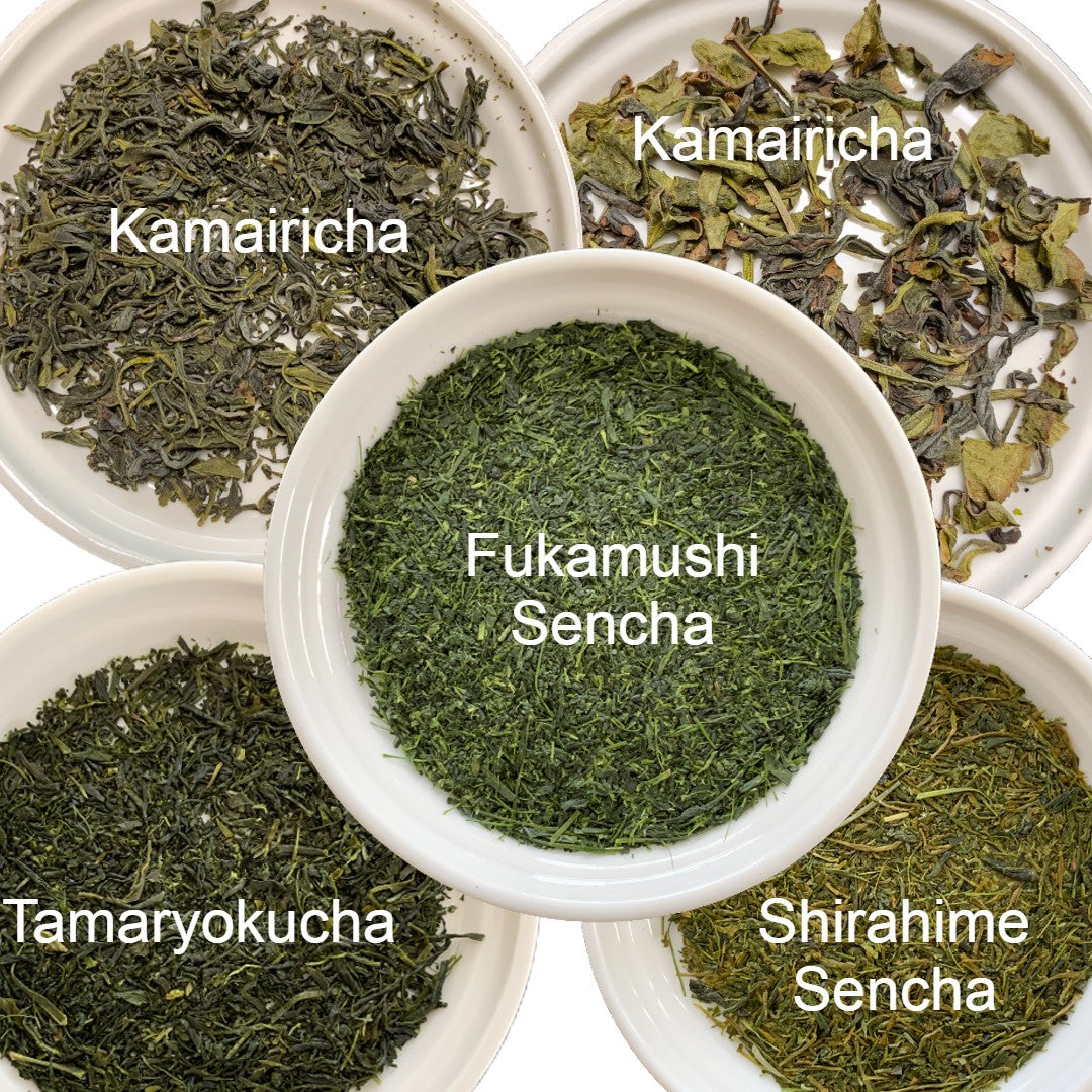 5 tea varieties of 2023 First Flush from Kyushu region - Sencha, Kamairicha and Tamaryokucha